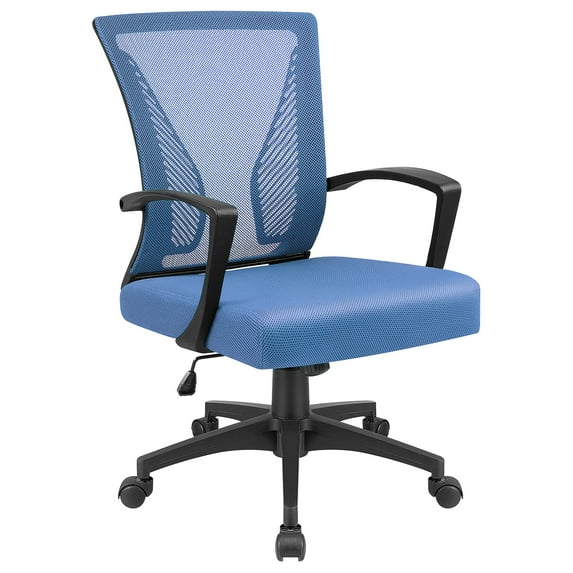 Lacoo Mid-Back Office Desk Chair Ergonomic Mesh Task Chair with Lumbar Support, Blue