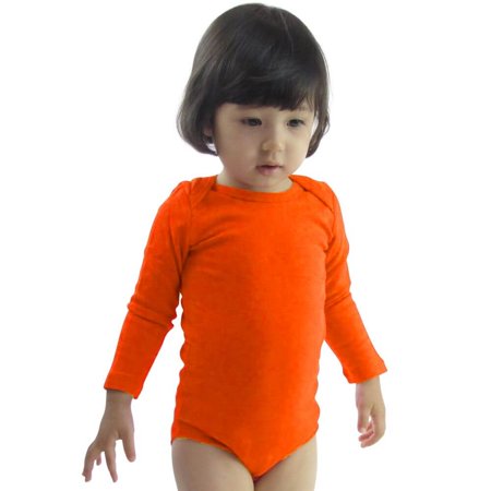 

COUVER Unisex Baby Infant Toddler Long Sleeve Lap Shoulder Solid color Bodysuit Onesie Vivid Orange 12M