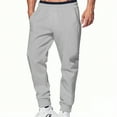 thumbnail image 2 of Zedker Mens Sweatpants Solid Color Drawstring Elastic Waist Ankle-banded Jogger Trousers Daily Clothes with Pockets Gray L, 2 of 6