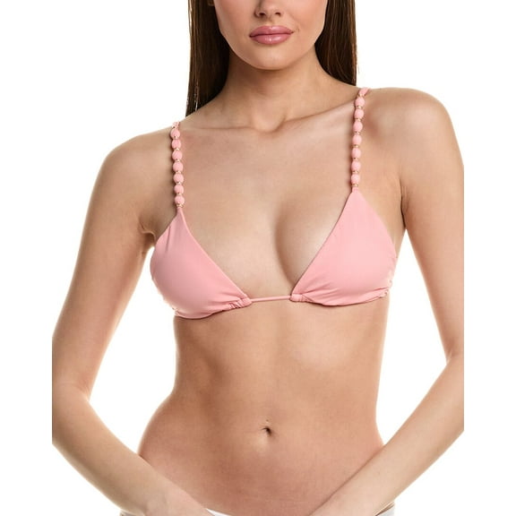ViX womens Solid Beads Paral Triangle Bikini Top, m, Orange