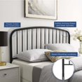 thumbnail image 5 of Headboard, King Size, Metal, Black, Modern Contemporary Urban Design, Bedroom Master Guest Suite, 5 of 6