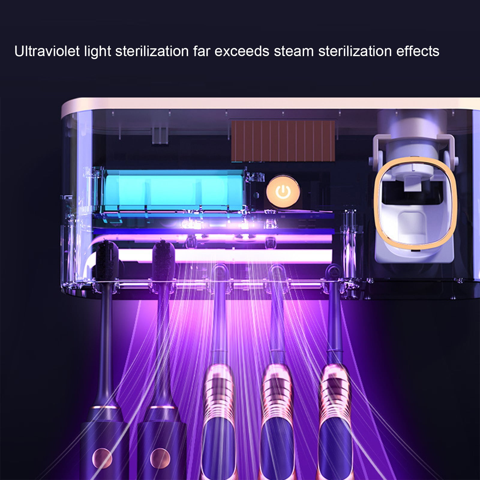 kkbbma under $5 UV Toothbrush Holders for Bathrooms, Toothbrush Holder Wall Mounted with Toothpaste Dispenser, Rechargeable Cordless Wall Mounted Tooth Brushing Holder