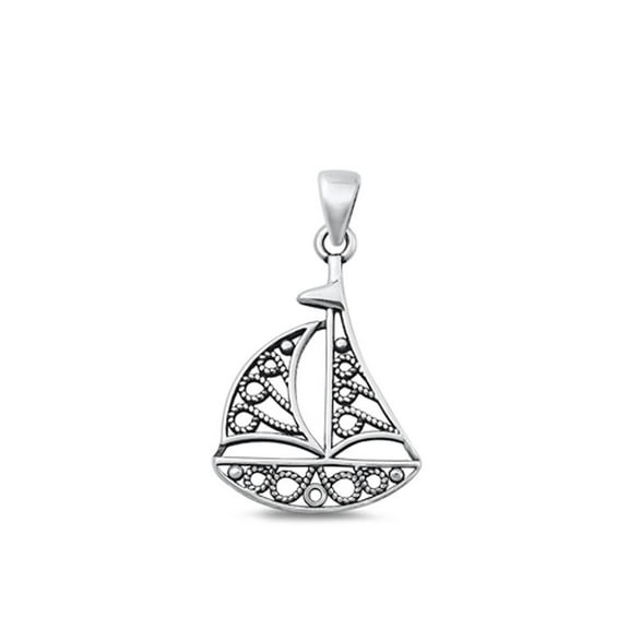 Sterling Silver Wholesale Sailboat Pendant Ocean Sea Oxidized Charm .925 New Jewelry Female Unisex