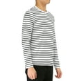 thumbnail image 4 of Unique Bargains Men's Long Sleeve Pullover Top Crew Neck Striped T-Shirts 38 Black and White, 4 of 7