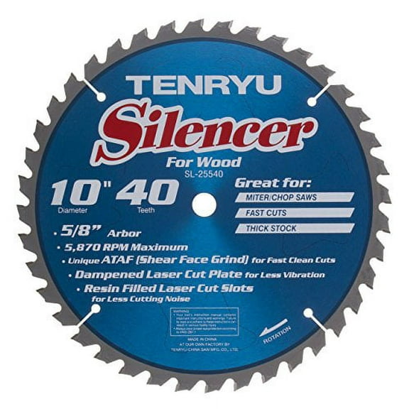 Tenryu SL-25540 Silencer Wood Saw Blade, 40 Tooth, 10"