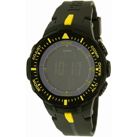 Casio Men's Pro Trek Solar Powered Triple-Sensor Watch with Black/Yellow Strap