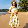 thumbnail image 4 of Lsque Sunflowers Print Women's Casual Dress T-Shirt Summer Short Sleeve Scoop Neck Swing Dresses, 4 of 6