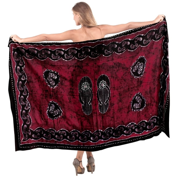 HAPPY BAY Women's Sarong Bikini Wraps Cover up Skirt Wrap Bathing suit Swimwear Swimsuit Beach Coverup for Women One Size Maroon_P386