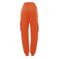 thumbnail image 4 of Womens Sweatpants Clearance Cargo Elastic Waist Active Sweatpants Comfortable Athletic Joggers Sweatpants Womens Pants with Pockets High Waisted Orange L, 4 of 5