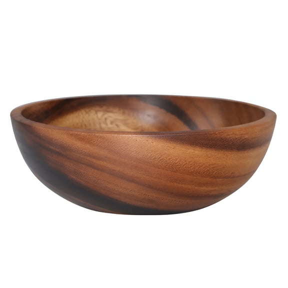 LAMIRO Natural Acacia Wooden Salad Serving Bowl, Premium Handcrafted Wood Bowl Utensil, Fruit Bowl, Great Holiday Gift