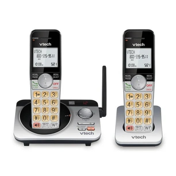 Remis à Neuf (Excellent) - VTech Téléphone Sans Fil à Portée Étendue 2 Combinés DECT 6.0 avec Répondeur, CS5229-2 (Argent/noir)