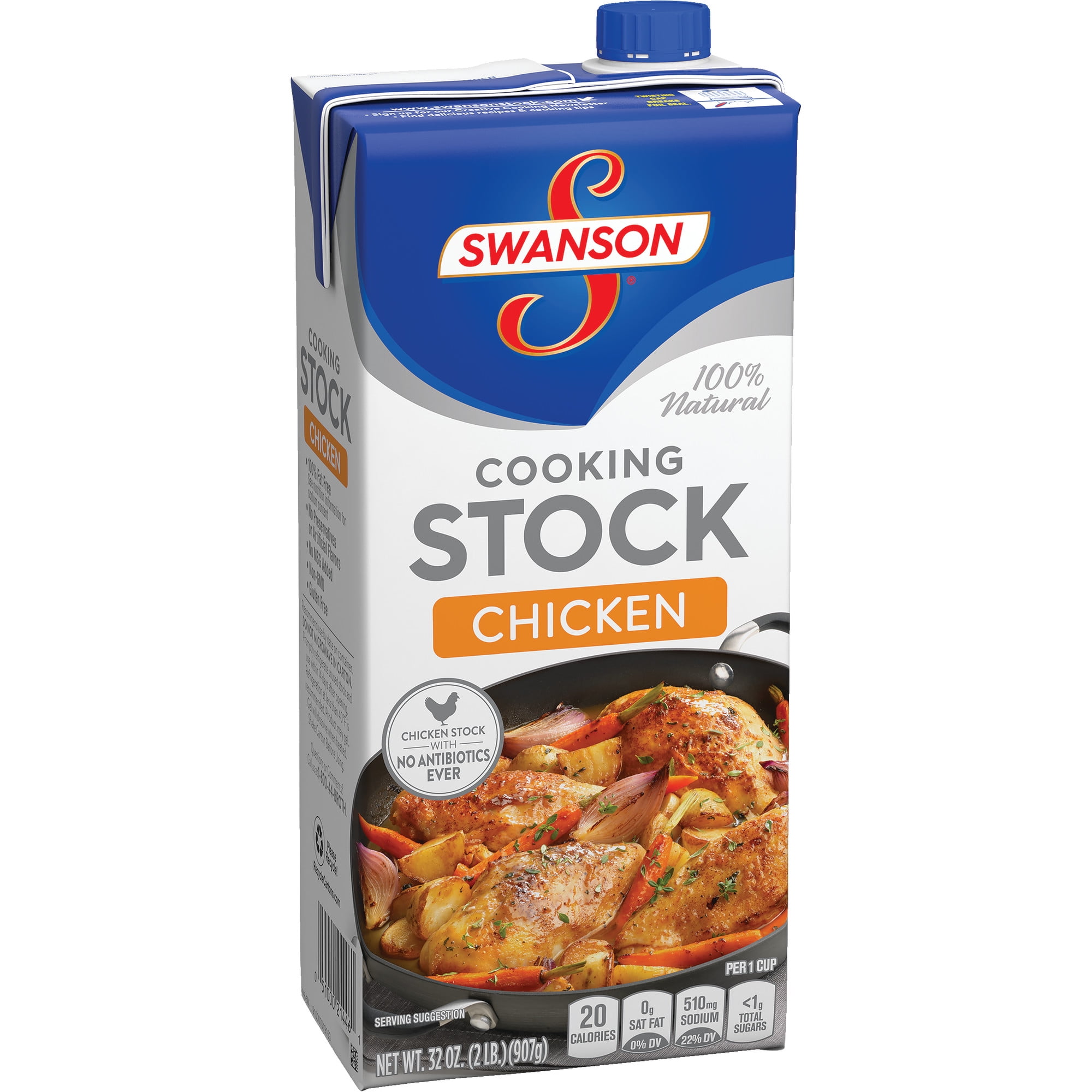 Swanson Chicken Stock, Cooking Stock, 32 Ounce Resealable Carton