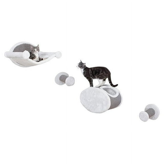 Fly Free Zone, Wall Mounted Cat Perch Set, Gray