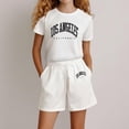 thumbnail image 2 of Bobifish Little Girls Outfit Sets Summer Short Sleeve Top Letter Print Loose Fit Elastic Waist Shorts 2 Piece Sets, 2 of 7
