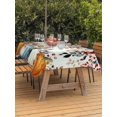 thumbnail image 2 of Outdoor Tablecloth with Umbrella Hole and Zipper, Orange Blue Pumpkin Fall Rectangle Table Cloth 60x84 Inch Waterproof Tablecloth, Thanksgiving Eucalyptus Leaves Picnic Table Cover for Patio Camping, 2 of 7