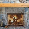 thumbnail image 6 of Single Panel Fireplace Screen Decorative with Stag Head Deer Detail - Stand Alone Fireplace Cover Metal Mesh Screen - Home Decor Firescreen for Cabin, Lodge, Wildlife, and Forest Theme, 6 of 7