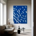 thumbnail image 5 of Large Canvas Painting Modern Abstract Blue White & Navy Painting on Canvas - White Birds on Deep Blue Flying Doves Wall Art, Wooden Framed Large-Scale Foyer/Living Room/, 5 of 7