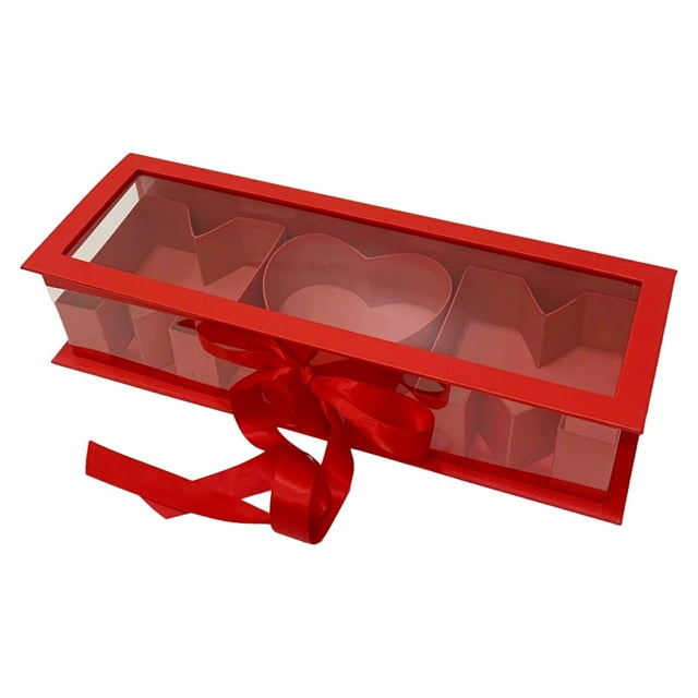 Caja de flores vacía para mamá, caja de regalo rectangular rellenable para el Día de la Madre para aniversario Rojo