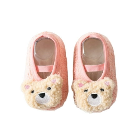 

Woobling Toddler Socks First Walker Floor Slippers Non-Slip Sock Shoes Indoor Home Shoe Lightweight Slipper Soft Soles Comfort Pink Bear 9C