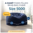 thumbnail image 2 of Ultimate Sack 5000 5-Foot Bean Bag Chair with Footstool Set, Navy Fur Cover, 2 of 6