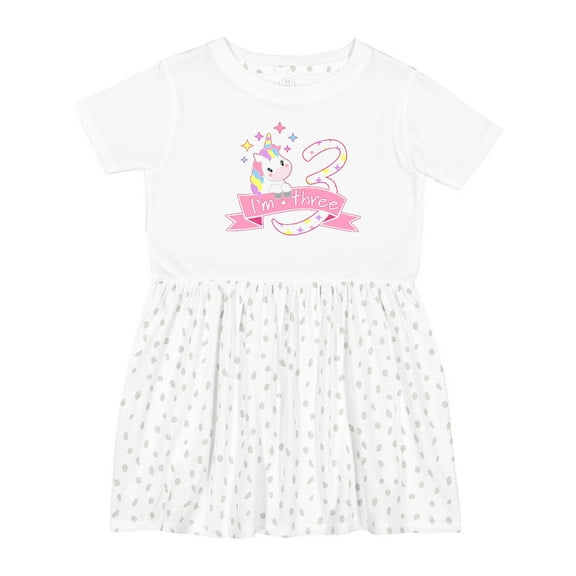 Inktastic I'm Three Cute Unicorn 3rd Birthday Girls Toddler Dress