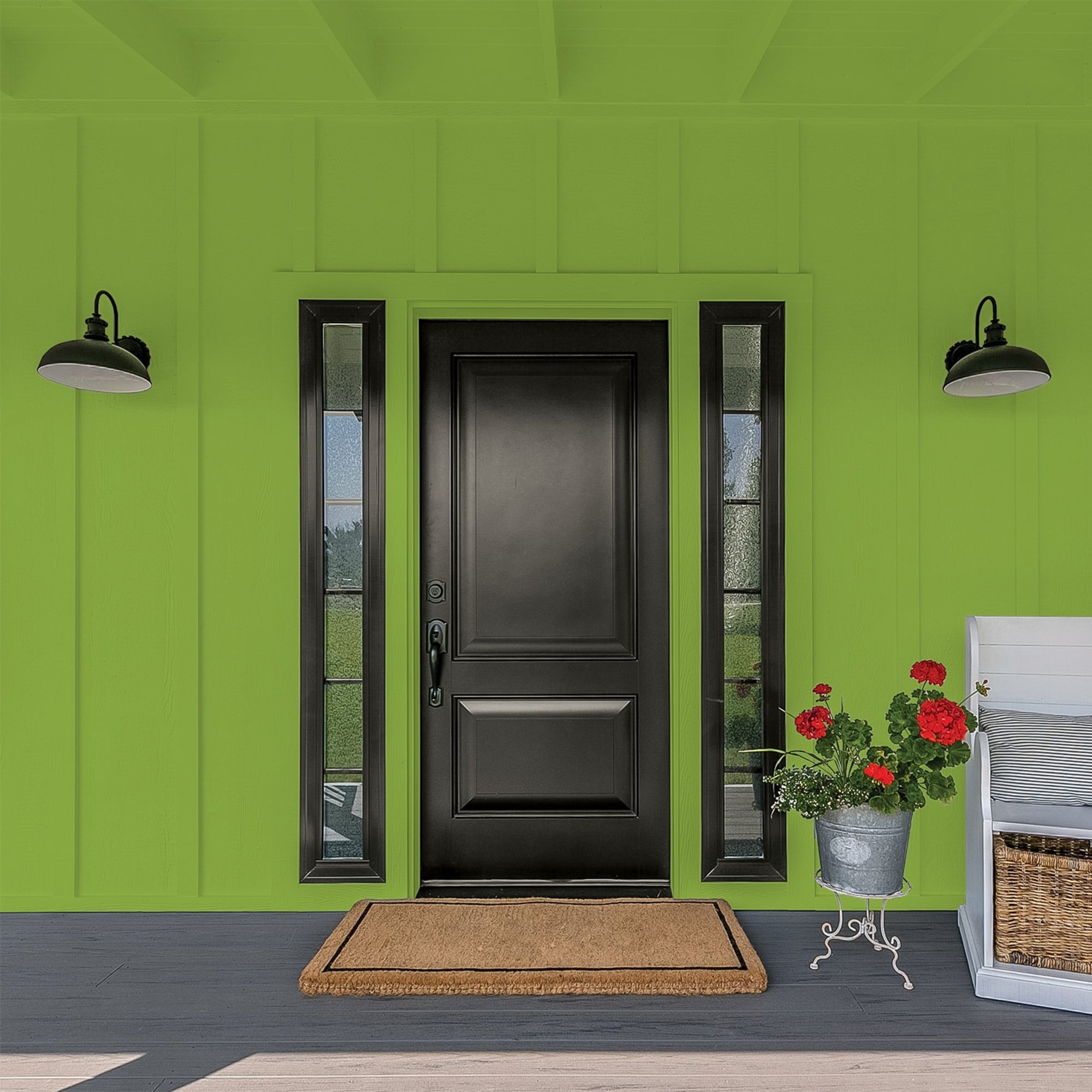 Glidden HEP Antique Moss / Green Flat Exterior Paint with Primer, 1 Gallon