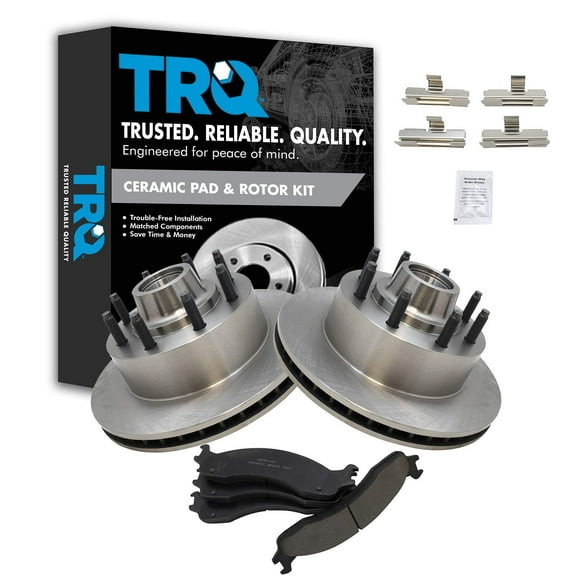 TRQ Front Brake Pad & Rotor Pair Kit Set Ceramic Fits Select Ford Van Econoline