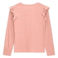 thumbnail image 4 of WQNVRNR Girls Ruffle Cotton T Shirts- Fashion Long Sleeve Casual Cute Kids Tops Pink Size 12, 4 of 6