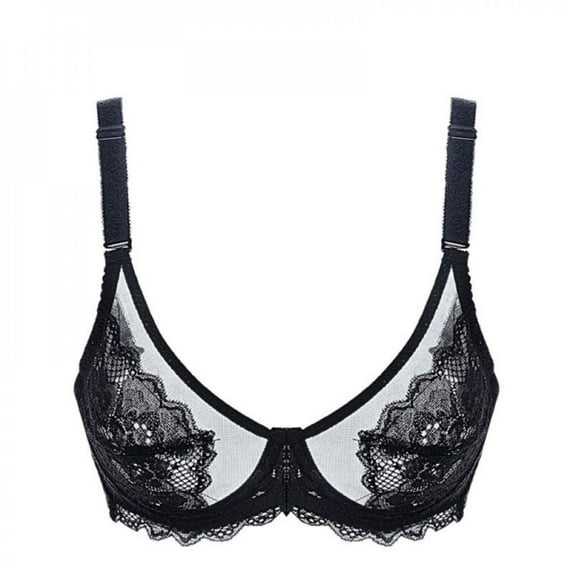 Spdoo WEIXINBUY Ultra Thin Lace Embroidery Sexy Transparent Bra Soft Underwired Push Up Breathable Casual Bralette