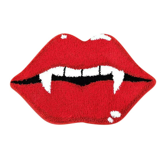 Nmdmisc Halloween Bath Mat Evil Red Lip Halloween Bathroom Decor Rug Cute Fun Spooky Non Slip Absorbent Shower Rug for Bathroom, Bedroom, Living Home,23.6 * 15.7 in