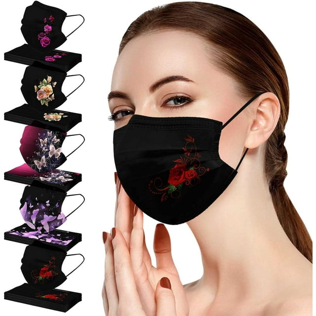 HUGFEGWE 50 Pcs Butterfly Disposable Face_Masks for Adults,Breathable Disposable Facemasks with Butterflies Designs CJB91-40420
