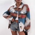 thumbnail image 4 of HAPIMO Sales Womens Button Down Jacket Western Vintage Ethnic Graphic Print Shacket Jacket Lapel Collar Outwear Bust Pocket Tops Teen Grils Fashion Clothes Multicolor L, 4 of 9