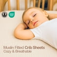 thumbnail image 6 of Mère & Moi: Muslin Fitted Crib Sheets: 2 Pack - Light Blue & Cream - 28x52", 100% Cotton, OEKO-TEX, Soft & Breathable, Baby & Toddler Mattress Bedding, 6 of 10