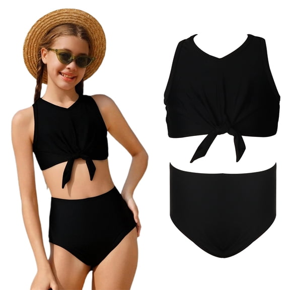 Kids Two Piece Swimsuit Girls Quick Dry Girls Bikini with Chest Pad Summer Beachwear Bikini Sets 5-6 Years
