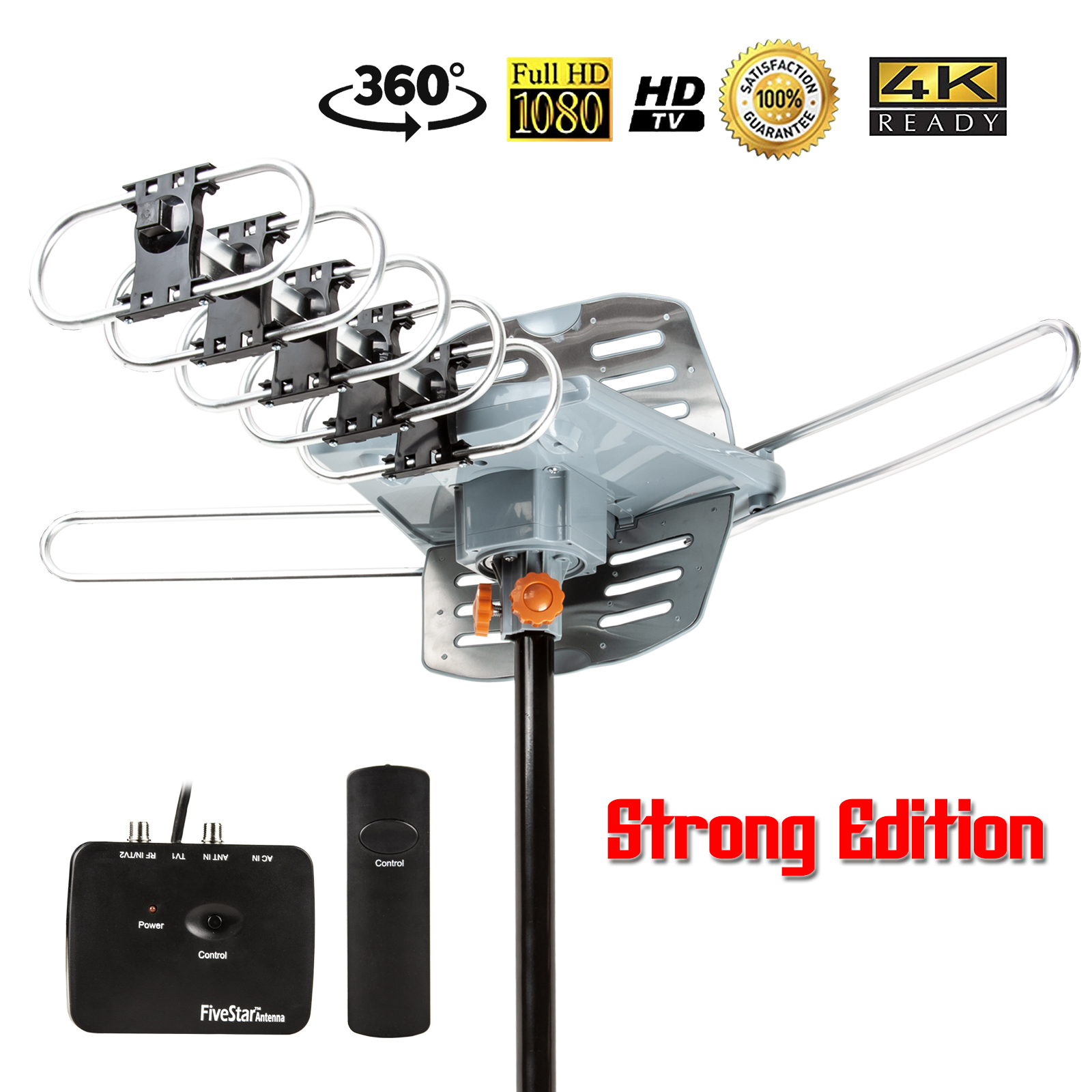 TV Antenna HiDB Indoor Digital HDTV Antenna 150 Miles Range with Amplifier Signal Booster 4K 1080P HDTV Aerial with clock function Free for Local TV Channels Support All Television VHF//UHF//FM 10FT Coax Cable with USB Power Adapter