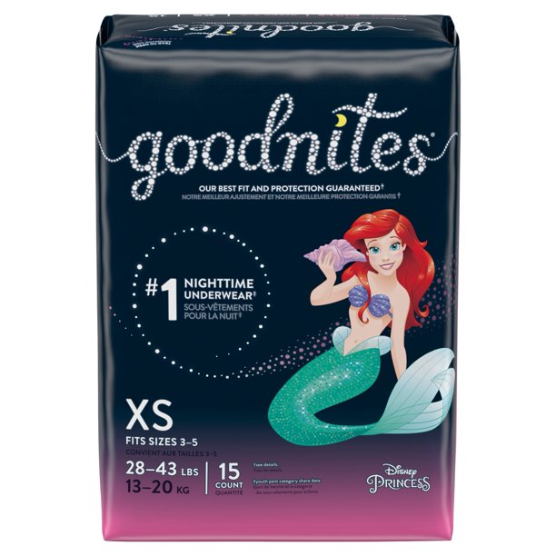 Goodnites Girls' Nighttime Bedwetting Underwear, XS (2843 lb.), 15 Ct