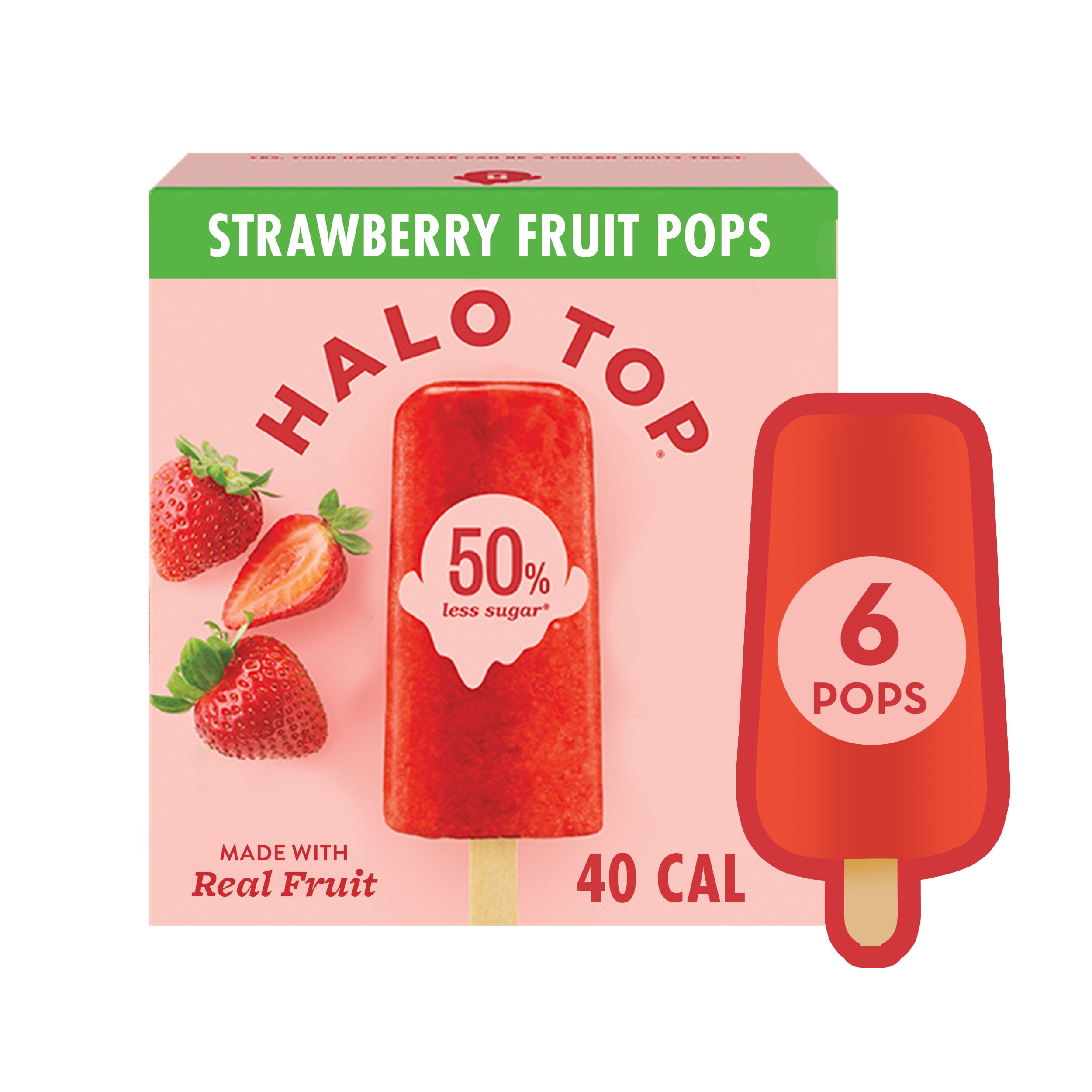 Halo Top Strawberry Fruit Pops, Fall Frozen Dessert, 6 Pack
