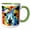 Green/White, variant on 3drose, Colorful Digital Painting of an Adorable Alpaca Animal Beautiful Gift, 15oz Two-tone Yellow Mug