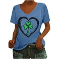 thumbnail image 3 of lcziwo St Patrick's Day Cotton Shirt for Women Fashion Letter Graphic Tee Tops Loose Casual U Neck Short Sleeve Tshirts Summer Athletic Blouses Blue M, 3 of 5