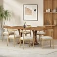 thumbnail image 2 of GDF Studio Derring Contemporary Fabric Upholstered Wood 7 Piece Dining Set, Beige, Light Ash, and Natural, 2 of 11