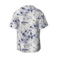 thumbnail image 5 of Uemuo Indigo Tie Dye Pattern Cotton Linen Short Sleeve Shirts,Casual Lightweight Button Down Shirts,Vacation Beach Summer Tops-X-Large, 5 of 7