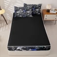 thumbnail image 4 of Homewish Death Skull Zipper Full Size Comforter Sets with Fitted Sheet and 2 Pillowcases,Navy Rose Flower Zipper Bedding Set,Halloween Bed Set,Black Reversible,4pcs, 4 of 8