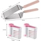 thumbnail image 2 of Cortr de pasteles de acero inoxidable con rebanr nivelr, servidor ajustable para cortar pasteles, auxiliar de estratificación, mango ergonómico, herramienta segura para rebanar pasteles (rosa, 2 of 3