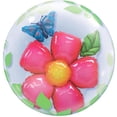 thumbnail image 2 of Qualatex Bright Flower & Butterfly 24" Bubble Balloon, Pink Blue Green, 2 of 2