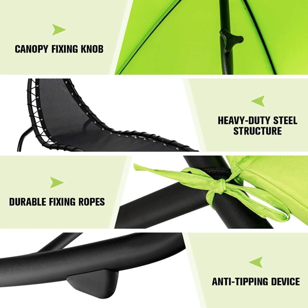 Aimee Lii Hammock Swing Lounger Chair with Shade Canopy, Patio Loungers, Green