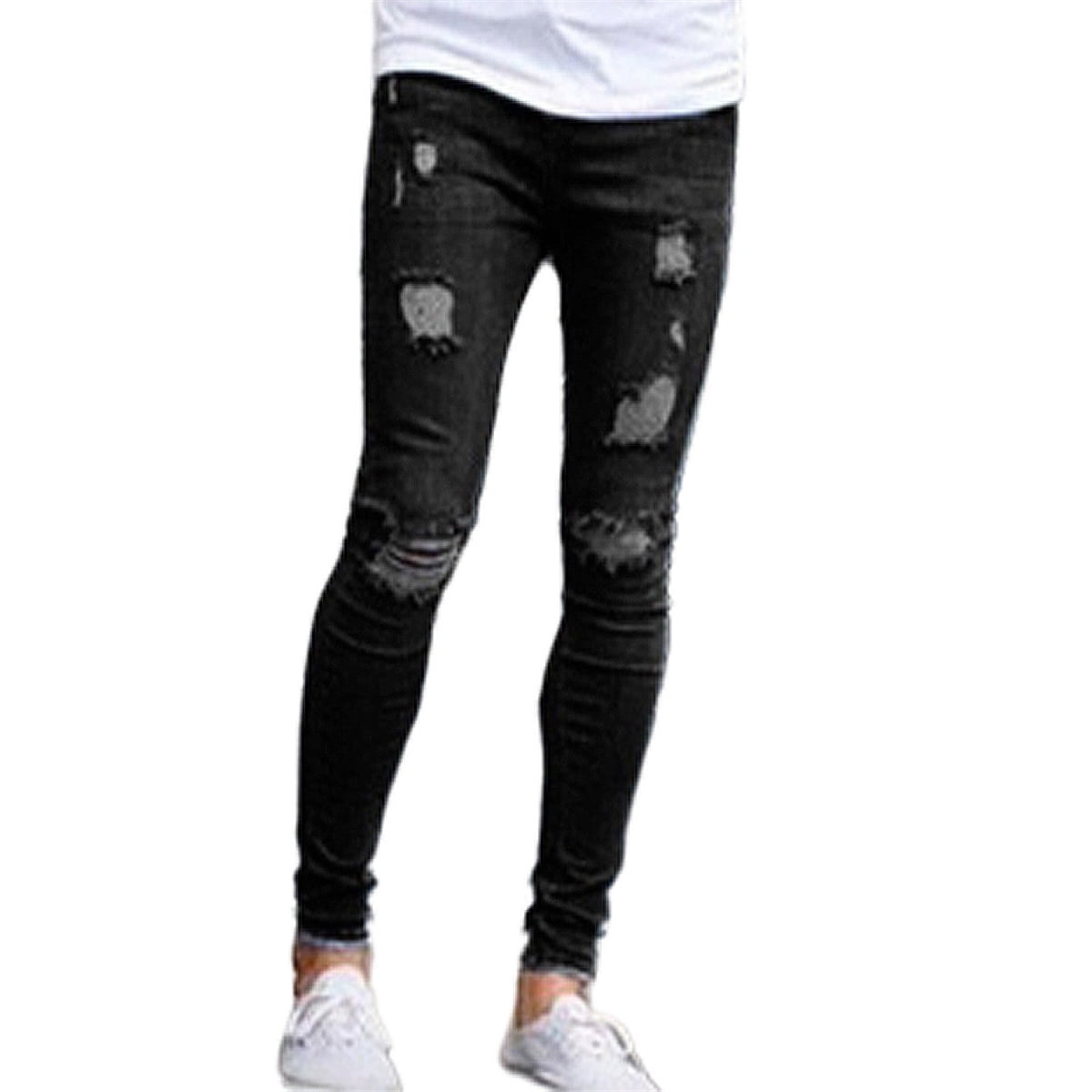 black ripped stretchy jeans