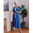 thumbnail image 2 of Ekouaer Women Zipper Robes Knit Short Sleeve House Coat Soft Bathrobe Full Length Housecoat Dressing Gown with Pockets, 2 of 6