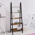 thumbnail image 3 of Casual Home 5-Shelf Ladder Bookcase - Rustic Brown/Black, 3 of 11