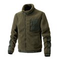 thumbnail image 1 of Mens Plain Fleece Jacket Full Zip-Up Pocket Work Outdoor Warm Stand Collar Coat, 1 of 8