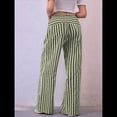thumbnail image 4 of Pantalones de Rayas con Cordón para Mujer, Holgados, de Pierna y Cintura Baja, Cómodos y con Bolsillos Verde S, 4 of 8